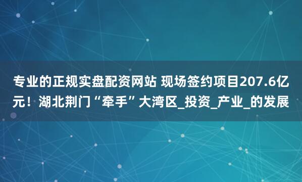 专业的正规实盘配资网站 现场签约项目207.6亿元！湖北荆门“牵手”大湾区_投资_产业_的发展