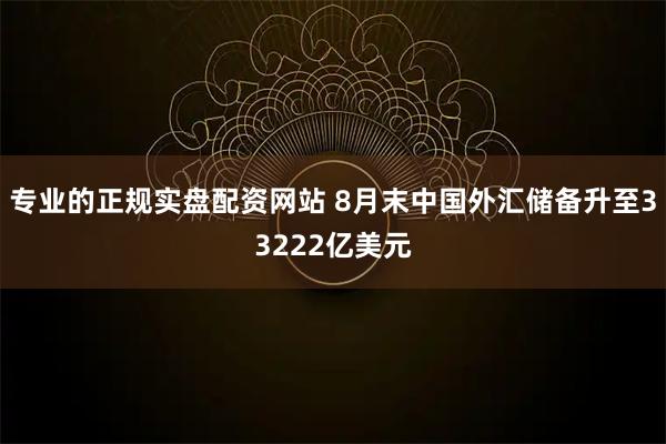 专业的正规实盘配资网站 8月末中国外汇储备升至33222亿美元